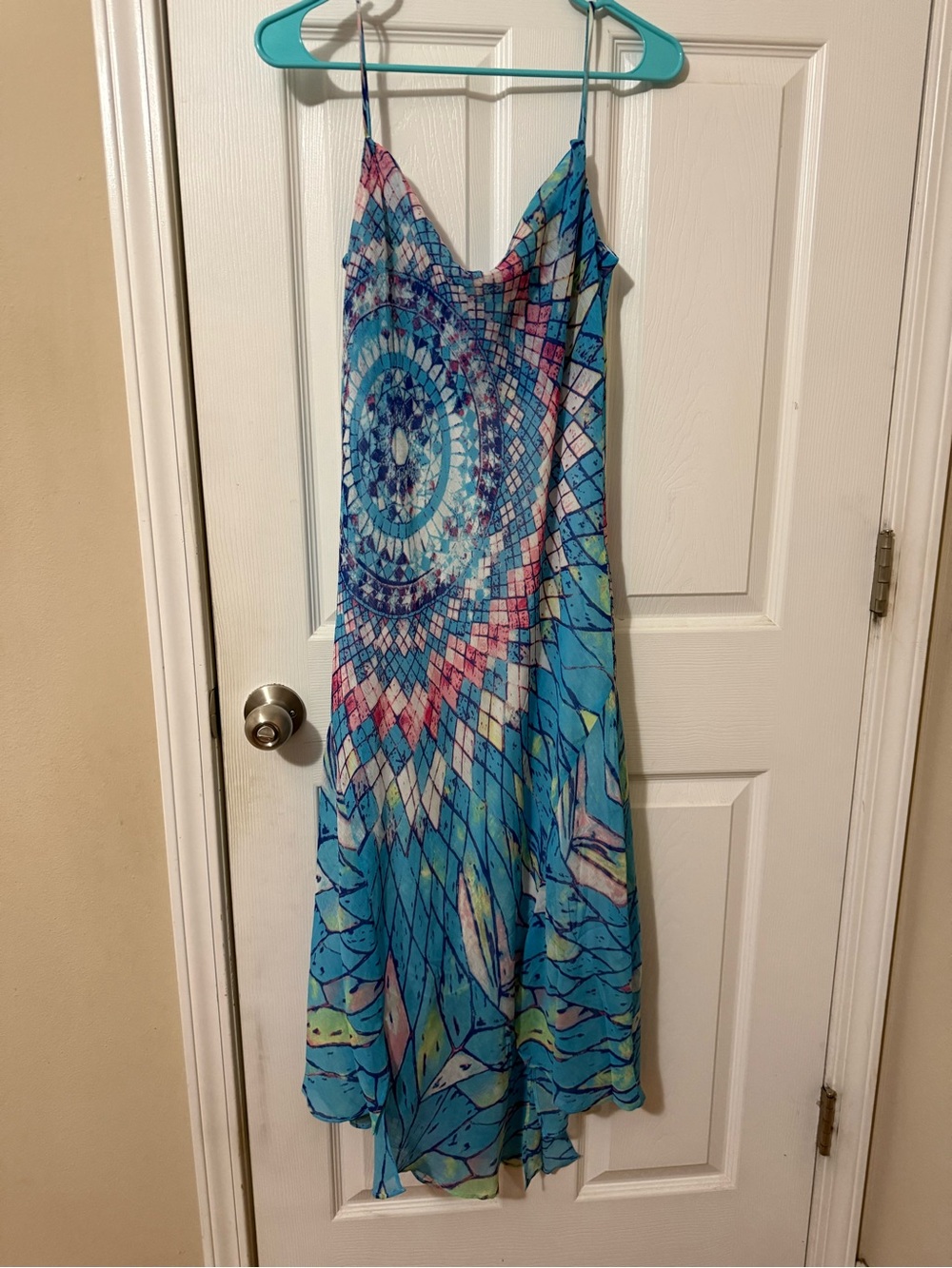 Giorgio Fiorelli Teal and Pink Mosaic Print Dress